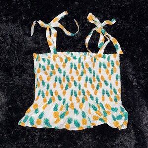 J Crew Pineapple Print Tie-Strap Top